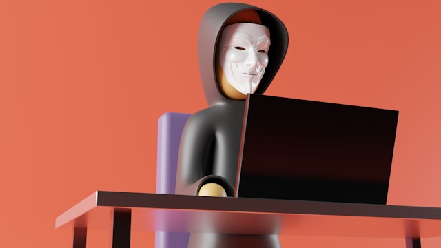 Czlowiek W Masce Laptop